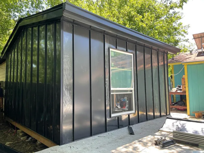 Black standing seam metal wall panels for Metal Roof Installation in Edwardsville